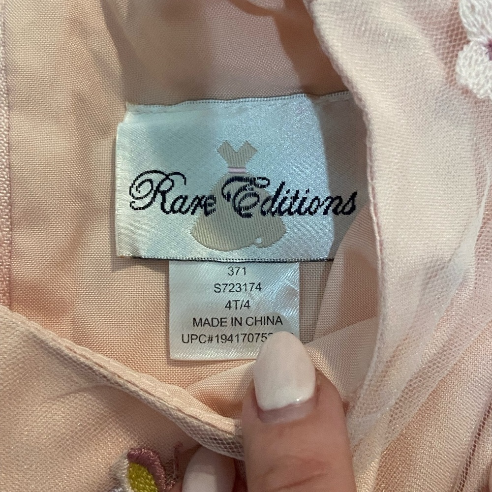 Rare Editions girls flutter sleeve sheer overlay floral embroidered dress 4T - Picture 7 of 8